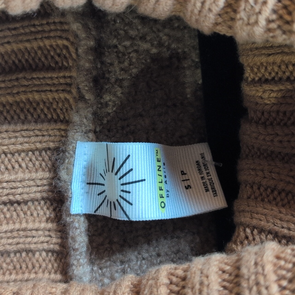 NWT Offline Aerie Cozy Tan Turtleneck Sweater - Picture 3 of 5
